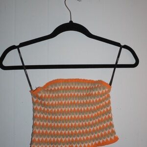 Orange and Cream Knit Tube Top
